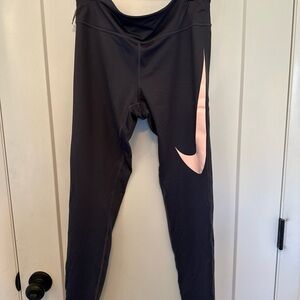 Women’s Nike DRI-FIT large, tight fit, full length, lg pink swoosh NWT